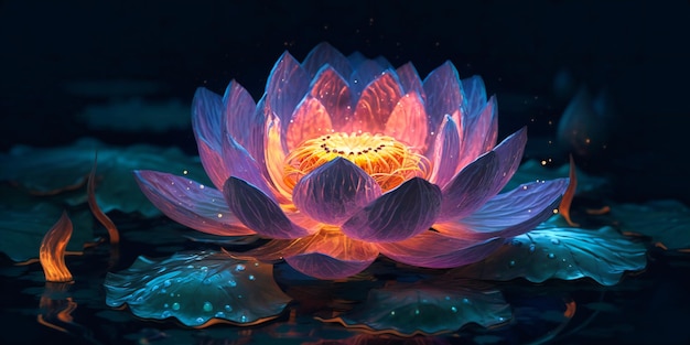 Schöner lila Lotus in der Nacht