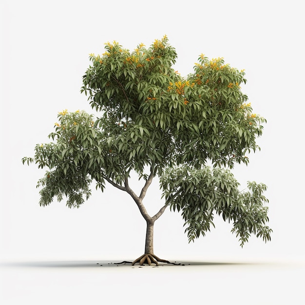 Schöner Mango-Obstbaum isoliert weißer Hintergrund AI-generiertes Bild