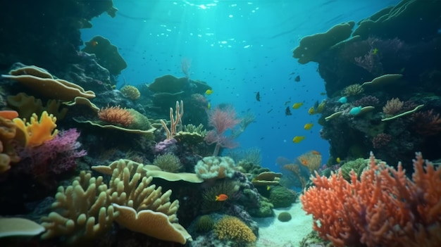 Schöner Meeresriff-Hintergrund Illustration Generative AIxA