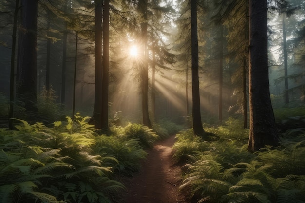 Schöner Morgen im Wald