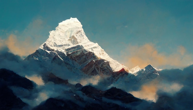 Schöner Mount Everest mit atemberaubendem Himmel