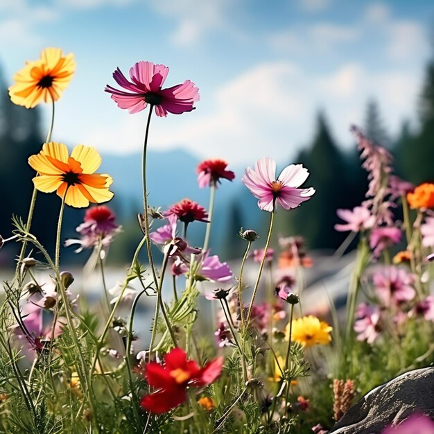 Foto schöner naturhintergrund mit wildblumen