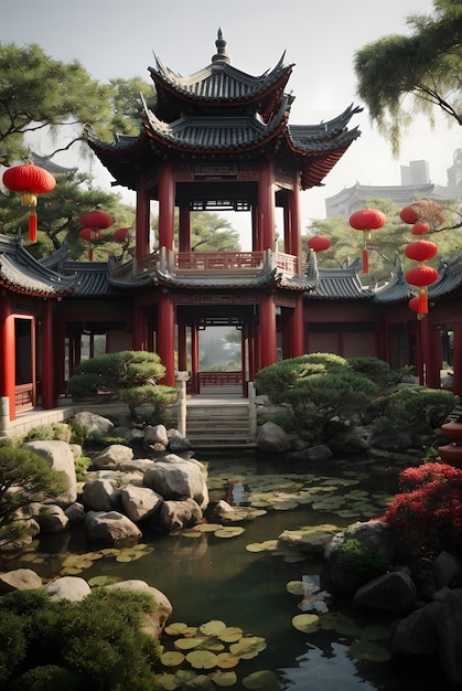 schöner Ort chinesischer Garten in der Herbstsaison