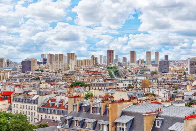 Schöner Panoramablick auf Paris vom Dach des Pantheon Blick auf das Wohnviertel Paris