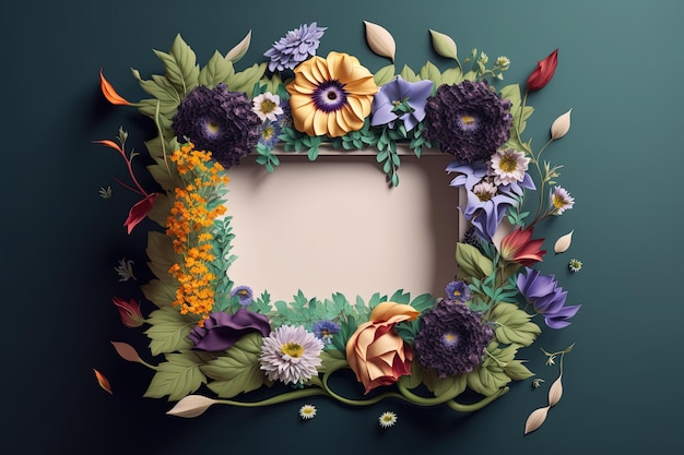 Schöner Rahmen für ein mit Blumen geschmücktes Bild detaillierter ästhetischer Fotorahmen Schönheit bunte Natur hochauflösendes Dekor leuchtende Farben Geschenk Luxus Kunstkonzept AI