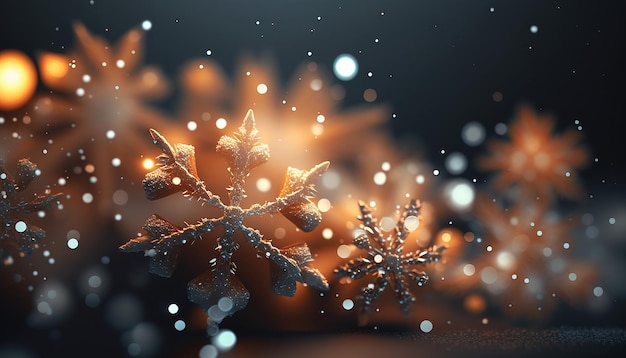 Schöner realistischer Weihnachtshintergrund mit generativer Schneeflocken-KI