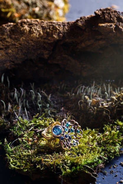 Foto schöner ring mit naturverzierung