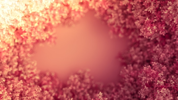 Schöner rosa Hintergrund mit Blättern, Jahreszeit. 3D-Rendering.