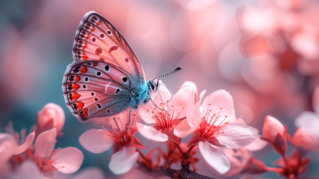 Schöner Schmetterling auf frischen Frühlingsblumen