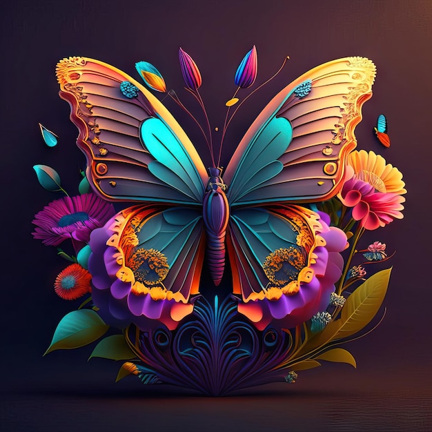 Schöner Schmetterling in 3D-Illustration