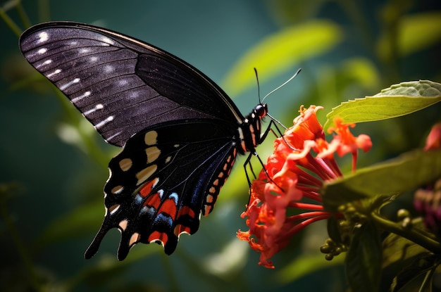 Schöner schwarzer Schmetterlingsmonarch