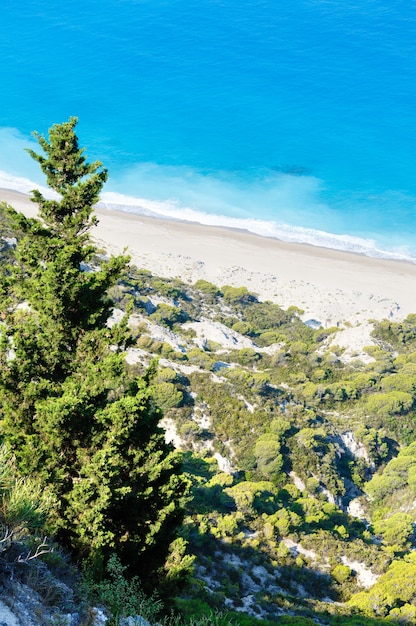 Schöner Sommerstrand von Lefkada (Griechenland, Ionisches Meer) Blick von oben view