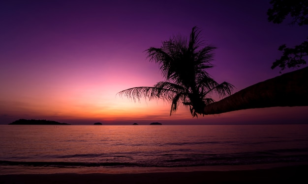 Schöner Sonnenuntergang am Strand in den Tropen. Himmel und Ozean