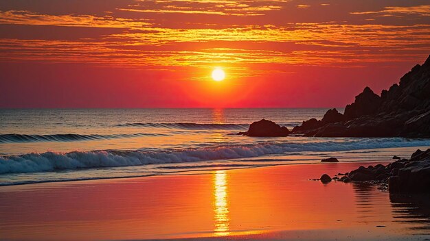 Schöner Sonnenuntergang am tropischen Paradiesstrand Farbige inspirierende tropische Sommerlandschaft