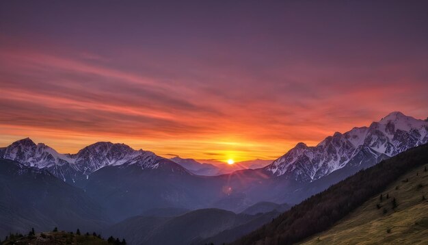 Schöner Sonnenuntergang auf dem Berg