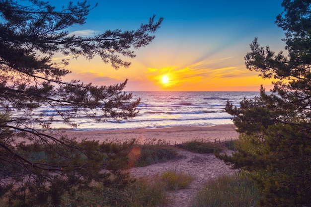 Schöner Sonnenuntergang über dem Meer