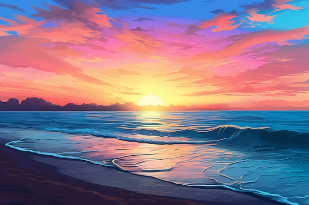 Schöner Sonnenuntergang über dem Meer