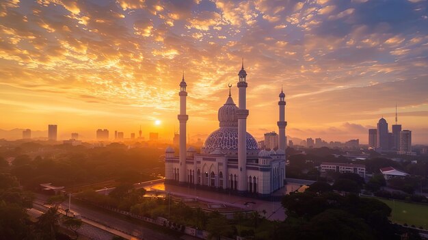 Schöner Sonnenuntergang über der Moschee in Putrajaya, Malaysia