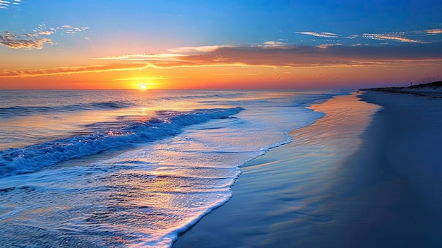 Schöner Strand bei farbenfrohem Sonnenuntergang