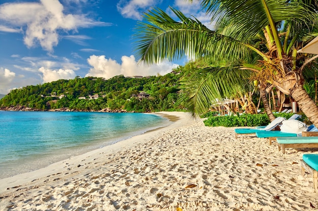 Schöner Strand Petite Anse auf den Seychellen