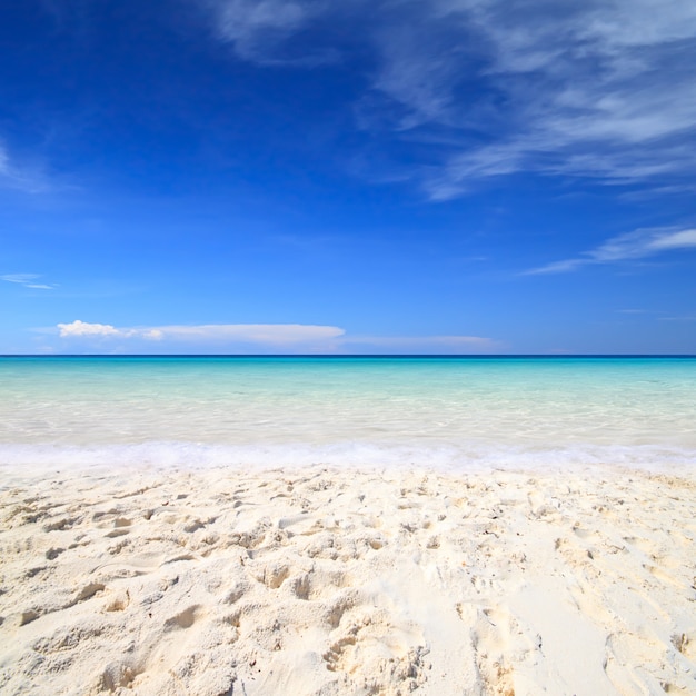 Schöner Strand und tropischer Seehorizonthintergrund