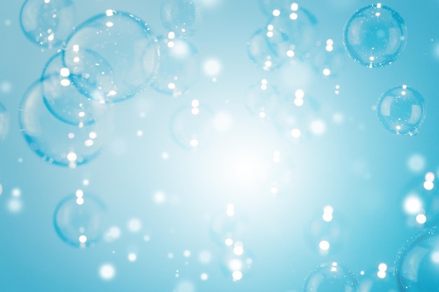 Schöner transparenter glänzender blauer Seifenblasen-Hintergrund