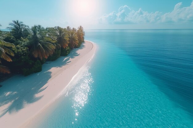 Schöner tropischer Inselparadiesstrand mit Palmen, weichem weißen Sand und türkisfarbenem Wasser