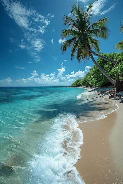 Schöner tropischer Strand mit Kokosnussbäumen