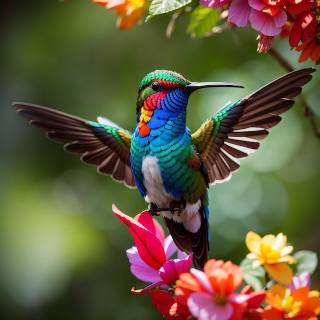 Schöner und süßer Vogel, der auf dem Baum im Wald sitzt