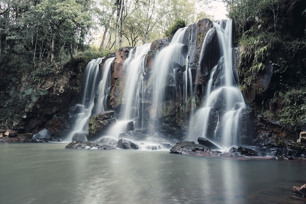 Schöner Wasserfall im Dschungel von Misiones. Misiones, Argentinien.