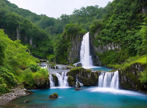 Schöner Wasserfall im Wald