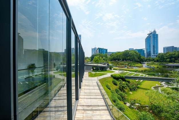 Schöner Wetland Park und urbane Skyline in Chongqing China