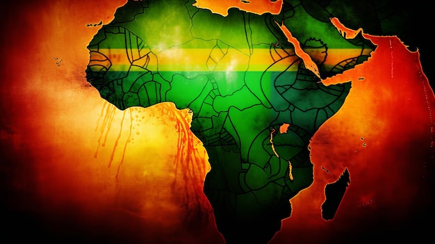 Schönes Afrika-Freiheitstag-Banner, tolles Design für jeden Zweck, schwarzer Hintergrund, Vorlage, Hintergrund, Banner, Karte, Poster, Herzsymbol, generative KI