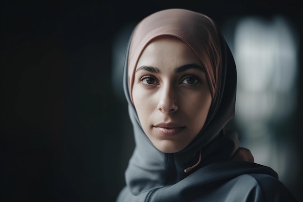 Schönes arabisches Mädchen, das einen Hijab mit verschwommenem Hintergrund trägt