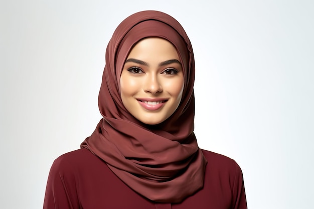 schönes asiatisches Frauenmodell, das modernen Hijab trägt