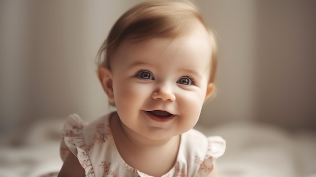 Schönes Baby, das vor hellem Hintergrund lächelt