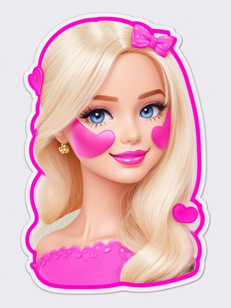 Foto schönes barbie-gesicht auf dem hintergrund