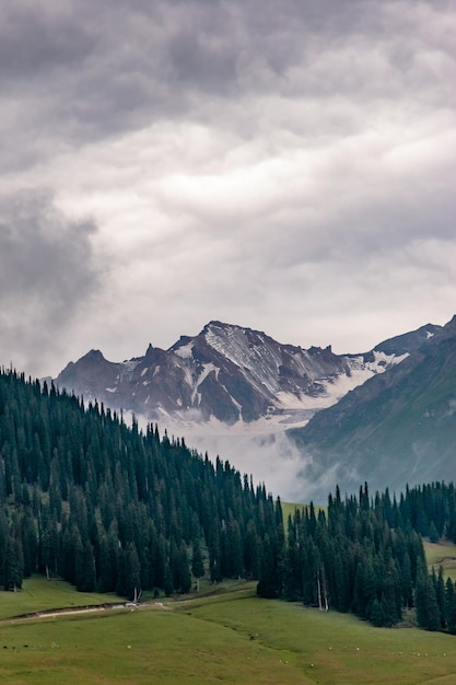 Schönes Bild der alpinen Landschaft vor dem Himmel