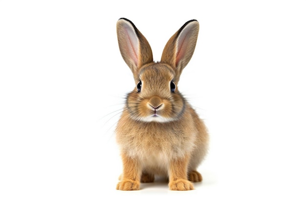 Schönes braunes Kaninchen auf weißem Hintergrund, Osterhase