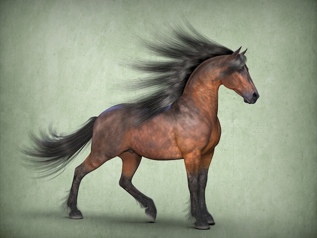 Foto schönes braunes pferd 3d-rendering
