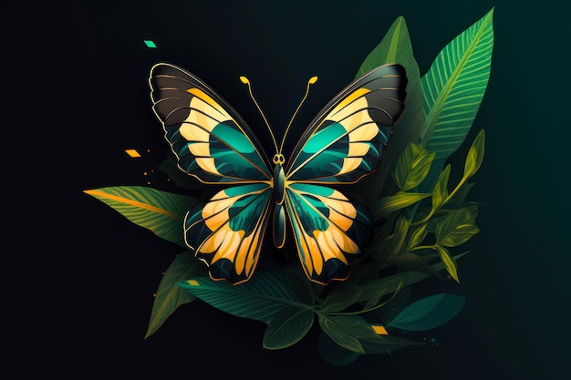 Schönes buntes Schmetterlingslogo generative KI