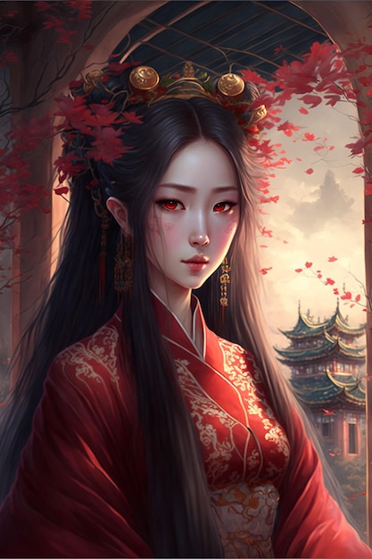 Schönes chinesisches Mädchen mit Hanfu