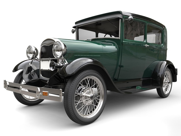 Schönes dunkelgrünes Vintage-Auto 3D-Render