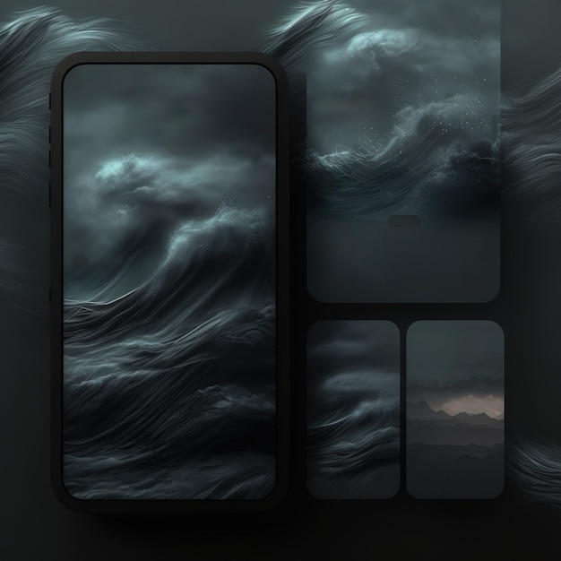 Schönes dunkles Thema Wetter Windwelle App Hintergrundbild Vorlage