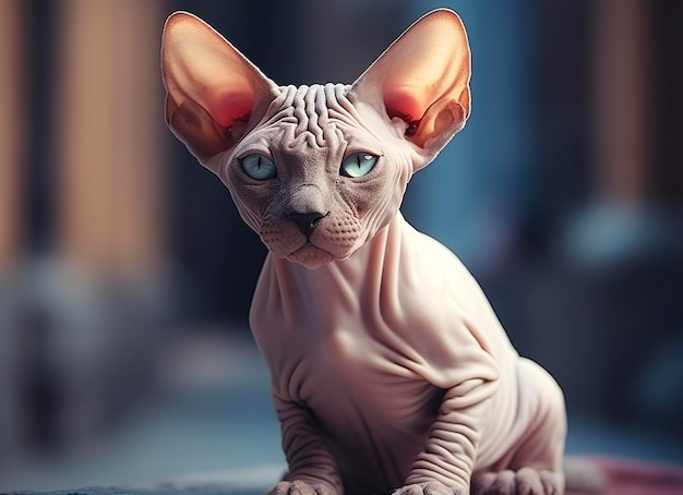 Schönes Foto Sphynx-Katzenkonzept zeitgenössischer natürlicher und stimmungsvoller sozialer Hintergrund Generative KI
