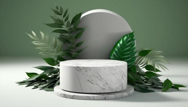 Schönes Foto von 3D Realistic Of Empty Podium Mockup für Kosmetik Generative AI