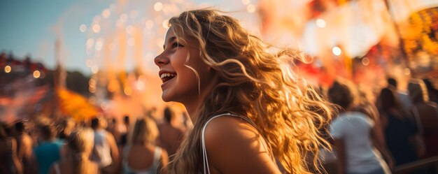 Schönes glückliches Mädchen beim Sommerfest