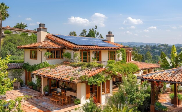 Foto schönes haus in los angeles, kalifornien, usa, mit solarpanelen zur erzeugung sauberer energie