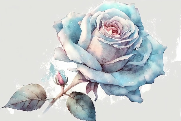 Schönes hellblaues Rosen-Aquarell