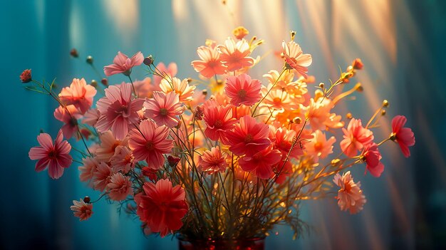 Schönes helles Stillleben mit roten Blumen